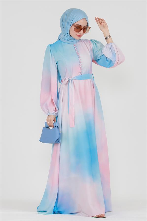 Birit Detaylı Kuplu Elbise-Pembe