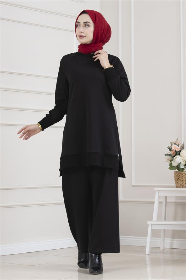 Bisiklet Yaka Yanı Fermarlı Takım-SİYAH