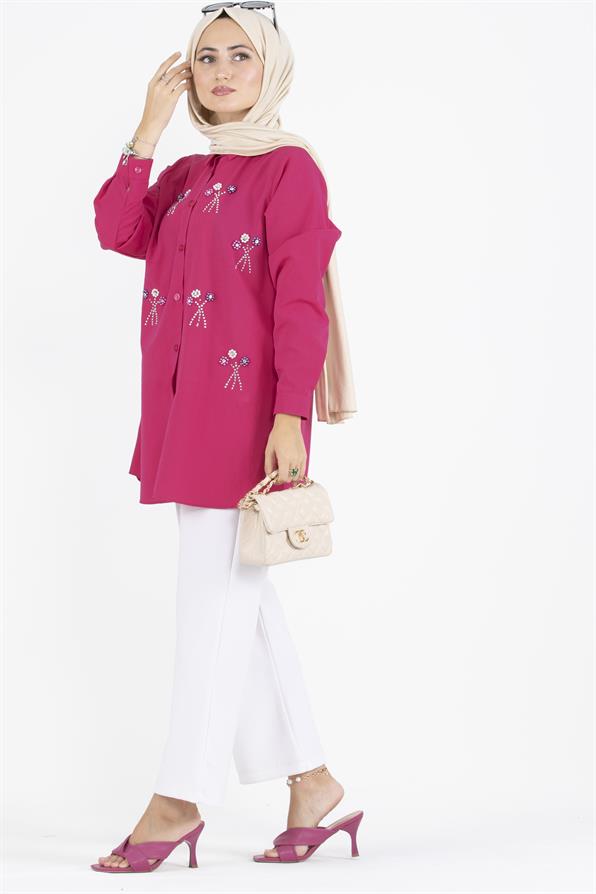 Beaded Tunic-fuchsia
