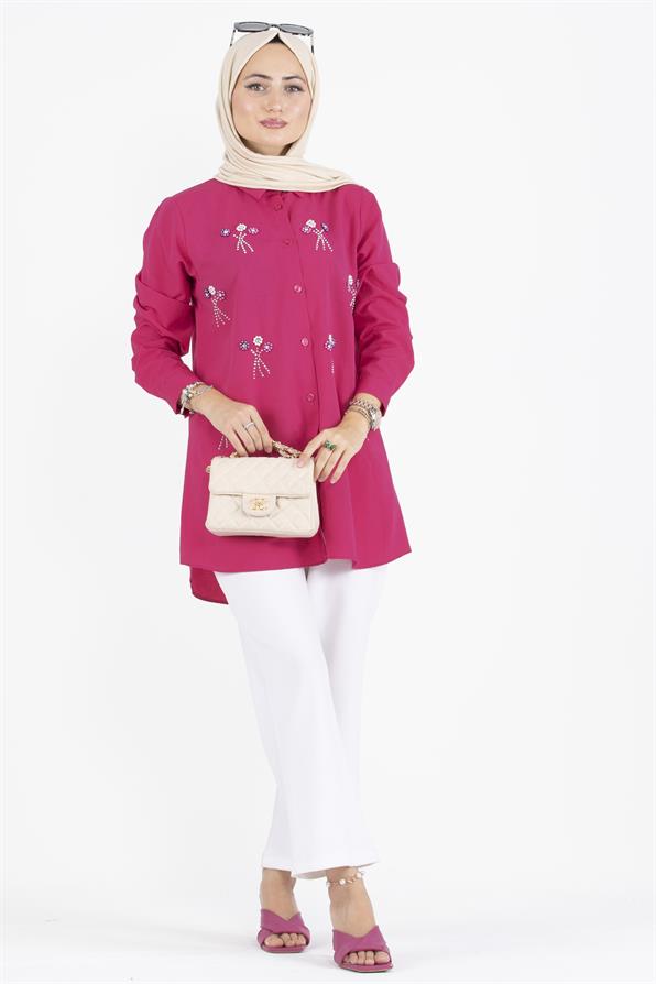 Beaded Tunic-fuchsia