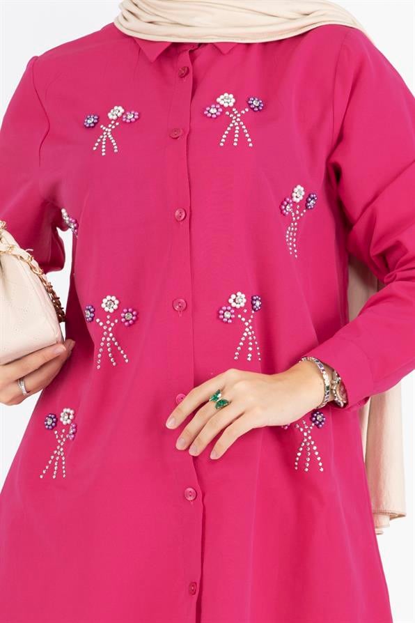 Beaded Tunic-fuchsia