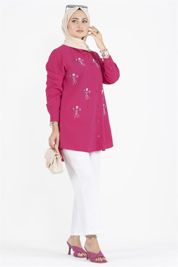 Beaded Tunic-fuchsia
