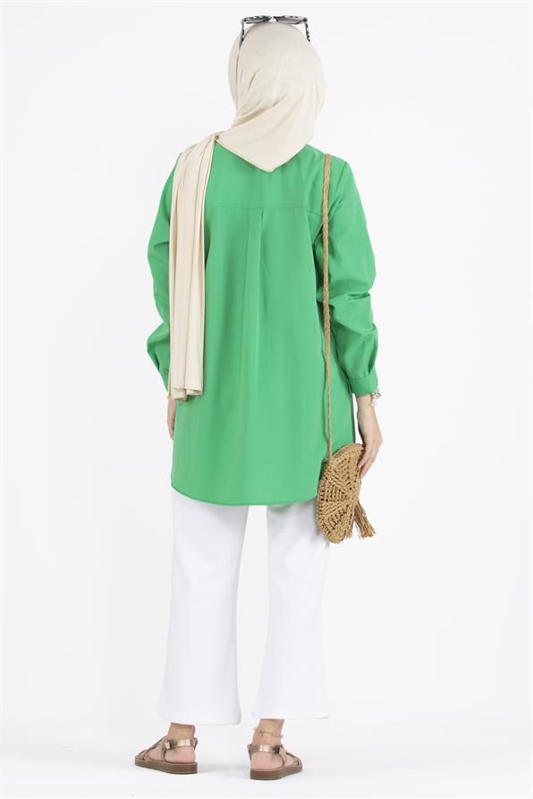 Boncuk İşlemeli Tunik-Yeşil