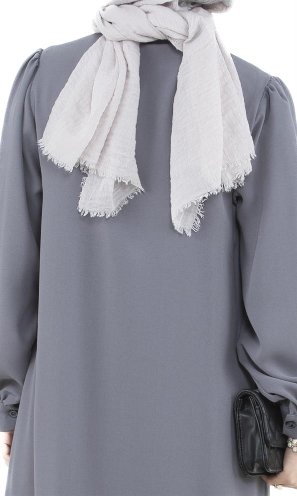 Button-Front Dress-Gray