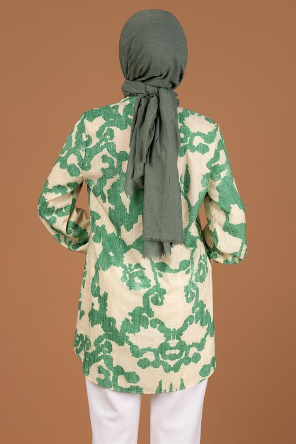 Brocade Patterned Tunic-Green