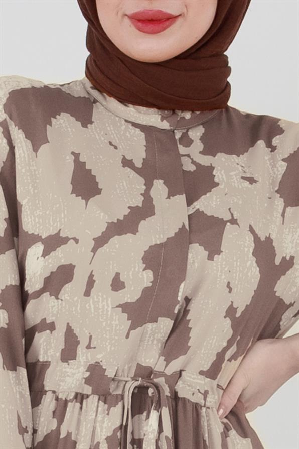 Viscose dress - decorated with zipper - mink color