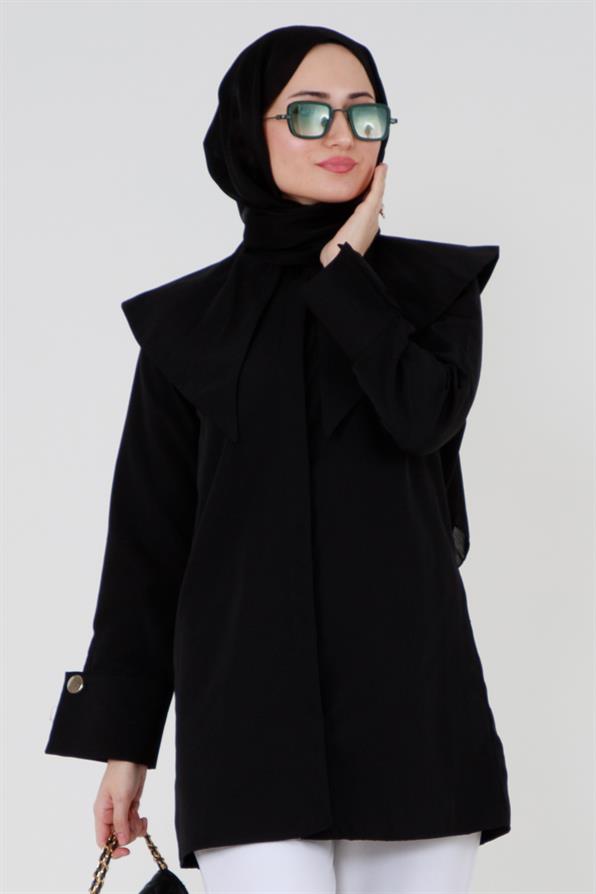 Büyük Yakalı Gömlek-Siyah