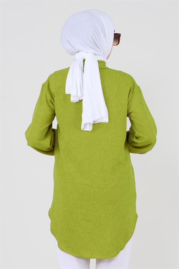 Shirt with Pocket Stone Detail - Pistachio Green.