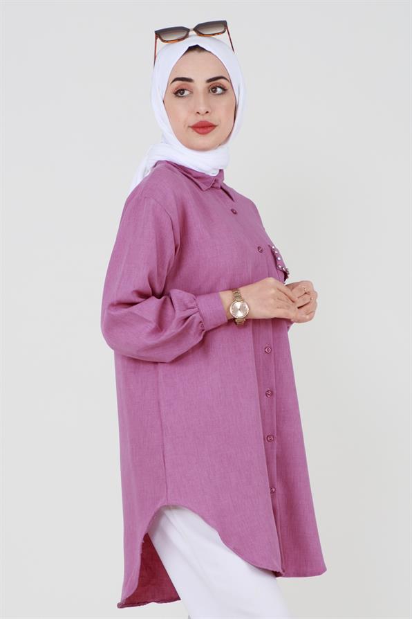 Shirt with Pocket Stone Detail - Lilac.