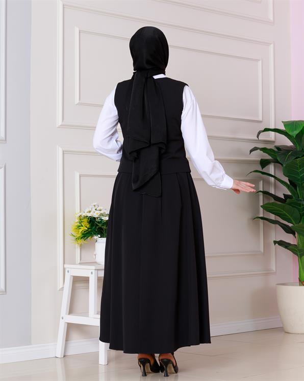 طقم سترة وتنورة - لون اسود