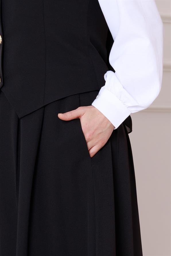 طقم سترة وتنورة - لون اسود