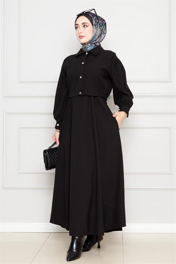 طقم عصري فستان وسترة -اسود اللون 