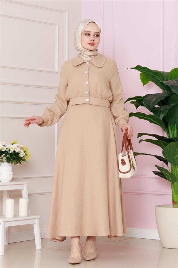 طقم عصري - لون رملي   