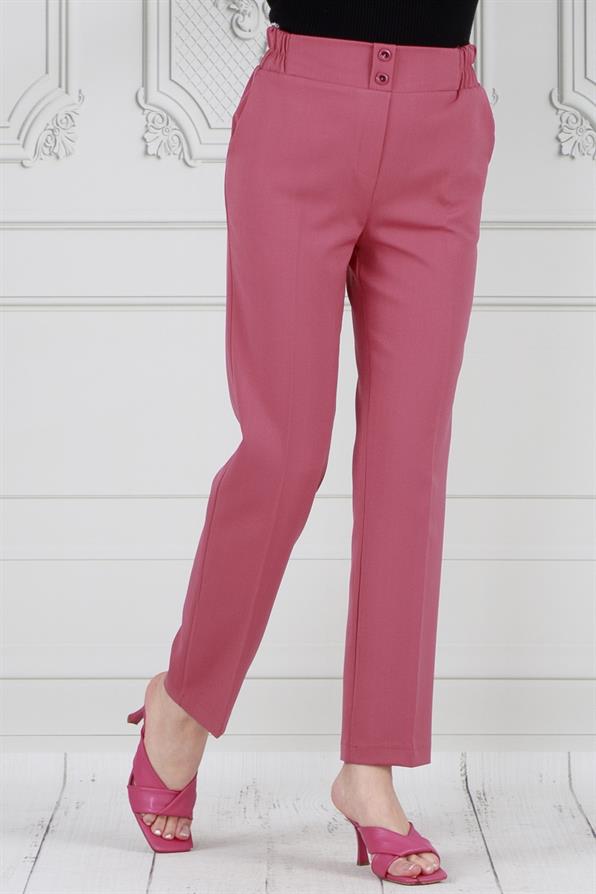 بنطلون بجيوب و بأرجل ضيقة-وردي اللون
