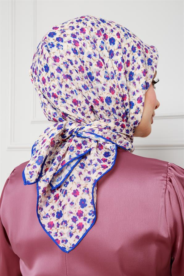 Floral Pattern Cotton Scarf-purple color