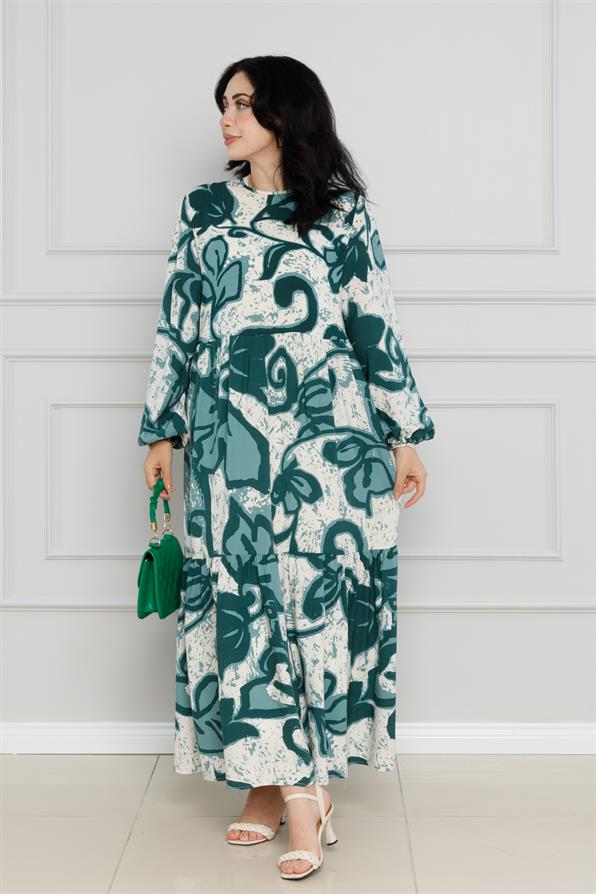 فستان فيسكوز مزهّر - أخضراللون