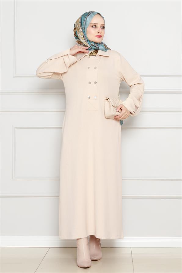 فستان فيلكرو أويشو - بيج اللون