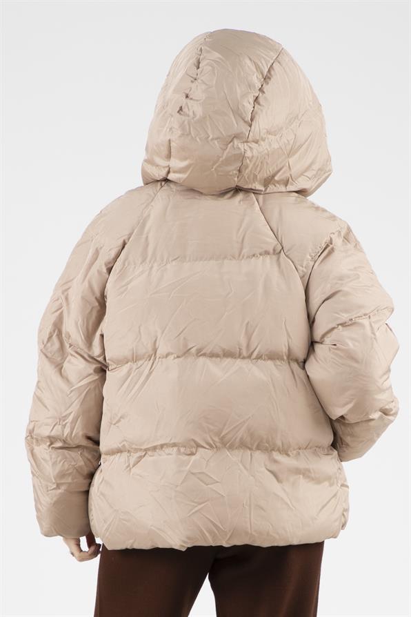 Çıtçıtlı Şişme Mont - Taş