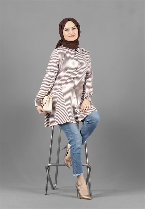 Self Striped Tunic-Mink