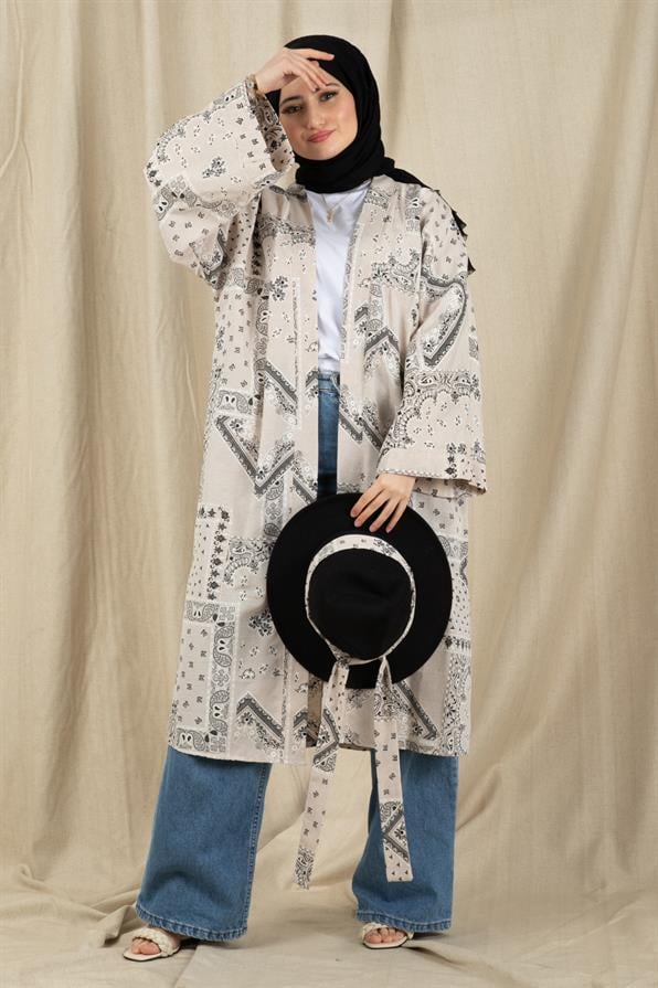 Droplet Pattern Kimono-Black