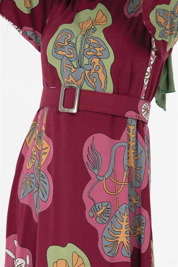 Viscose Fabric Desing Dress - Burgundy
