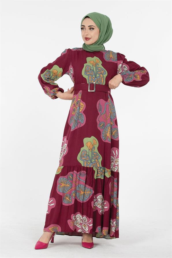 Viscose Fabric Desing Dress - Burgundy