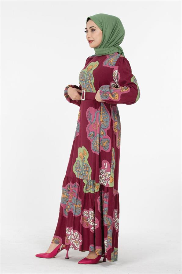 Viscose Fabric Desing Dress - Burgundy