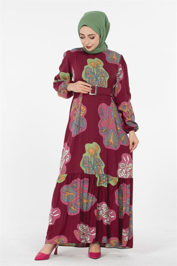 Viscose Fabric Desing Dress - Burgundy