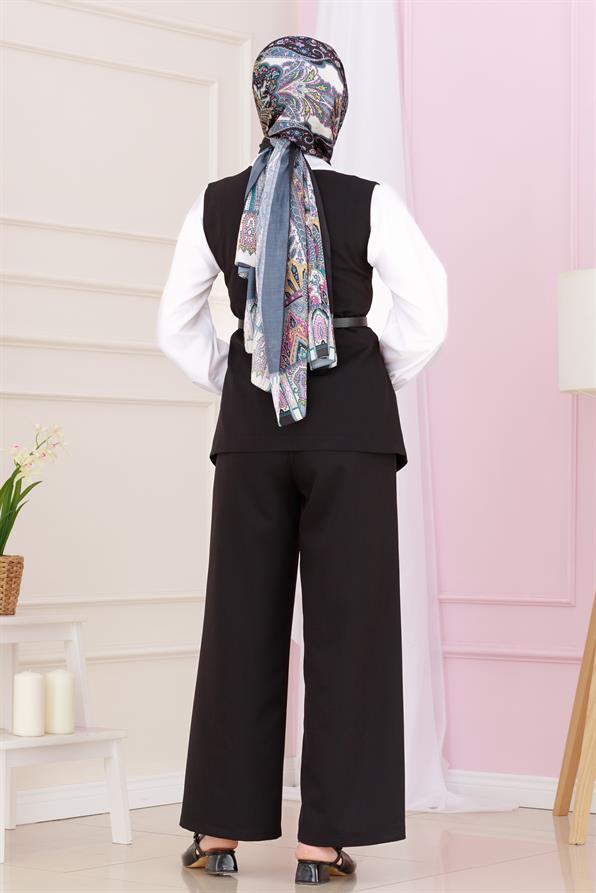 طقم دورا بنطلون وسترة - أسود اللون