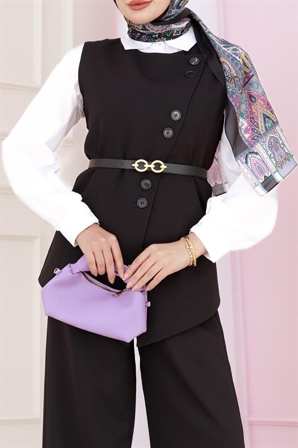 طقم دورا بنطلون وسترة - أسود اللون