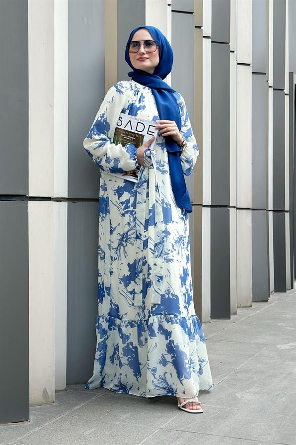 Eda Chiffon Dress-Blue