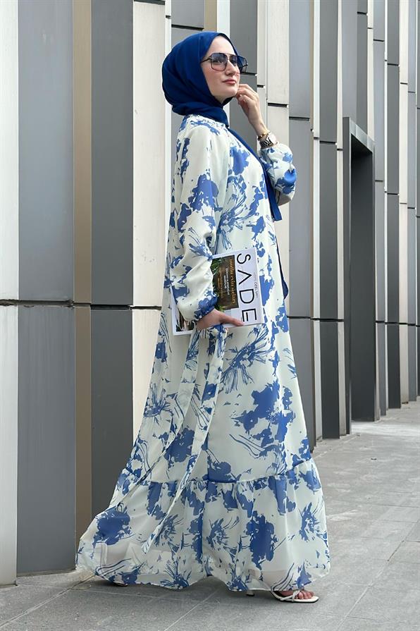 Eda Chiffon Dress-Blue