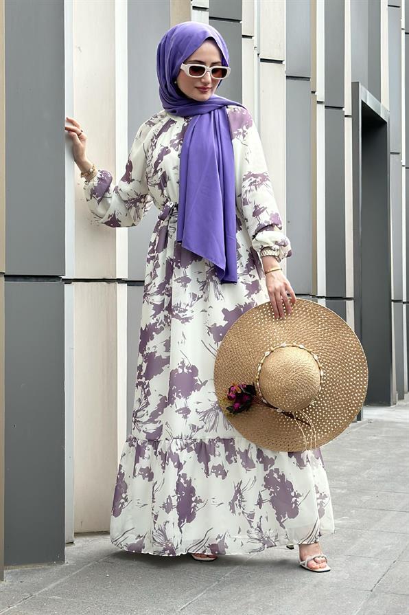Eda Chiffon Dress-Purple