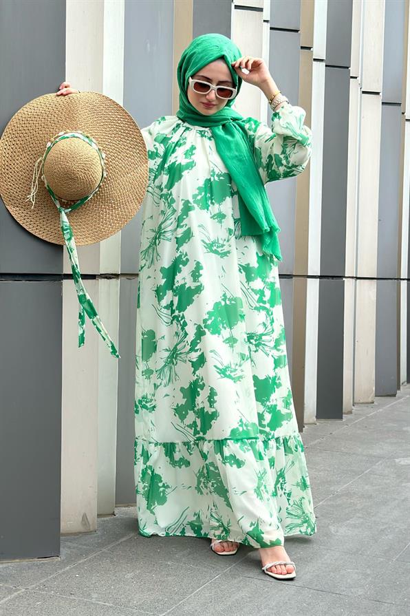 Eda Chiffon Dress-Green