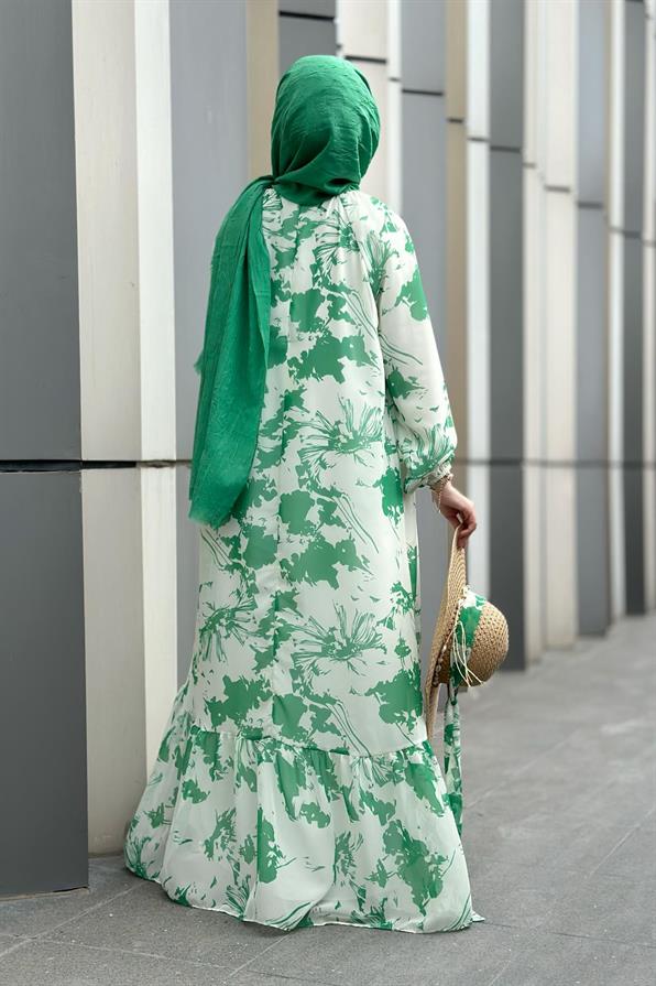 Eda Chiffon Dress-Green