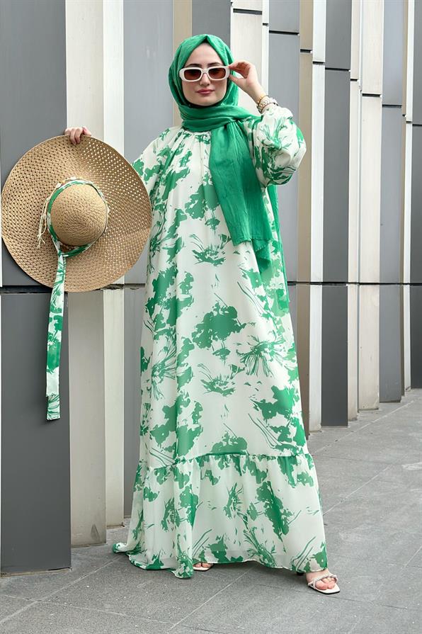 Eda Chiffon Dress-Green