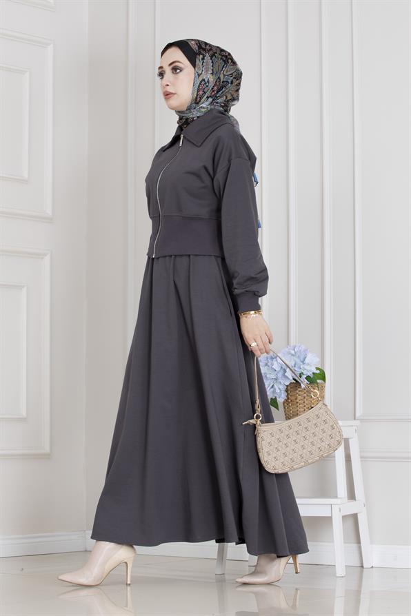 Fermuarlı Etekli Takım-Antrasit