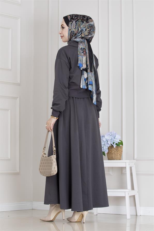 Fermuarlı Etekli Takım-Antrasit