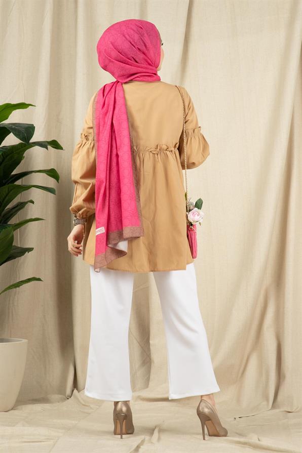 Frill Detailed Tunic-Beige