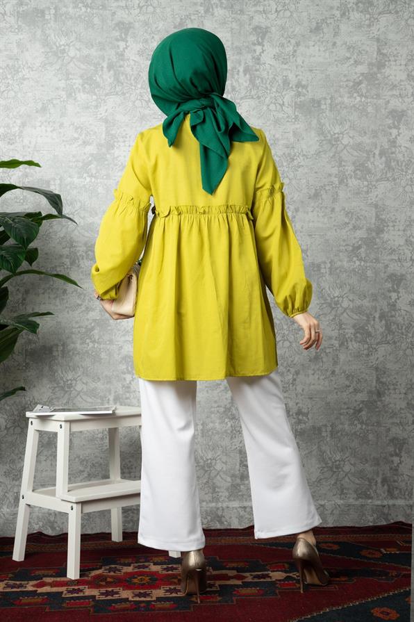Frill Detailed Tunic-Kelly Green