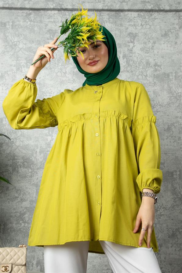 Frill Detailed Tunic-Kelly Green