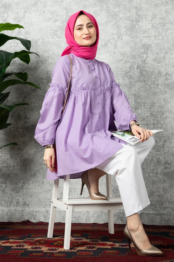 Frill Detailed Tunic-Lilac