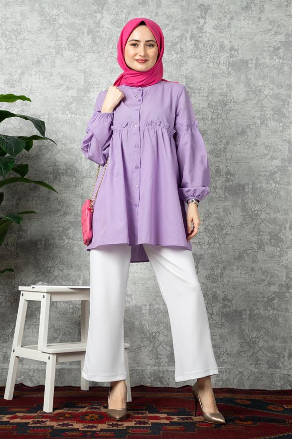 Frill Detailed Tunic-Lilac