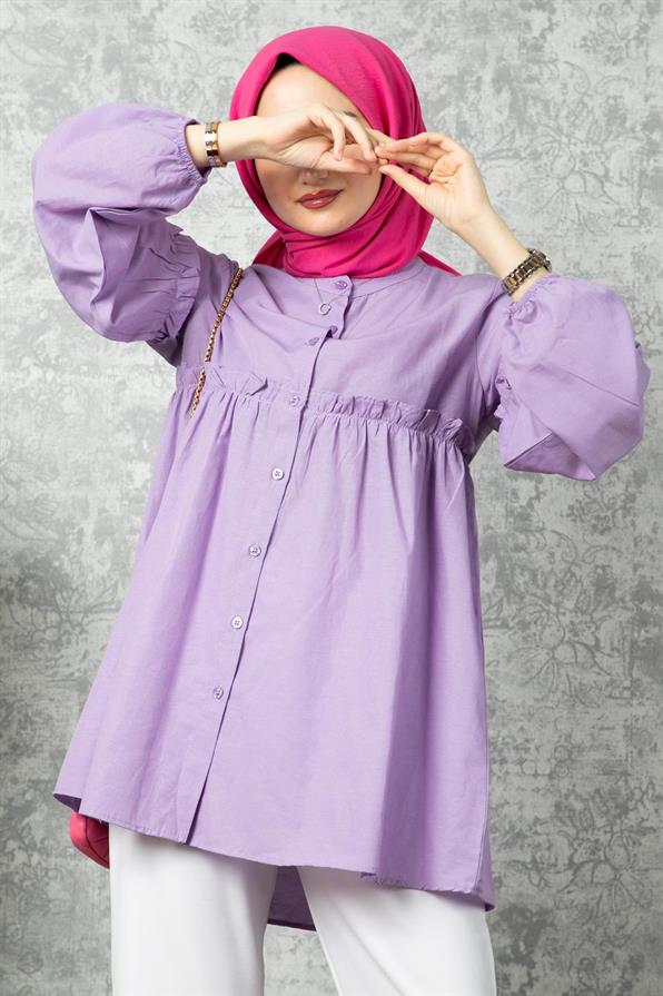 Frill Detailed Tunic-Lilac