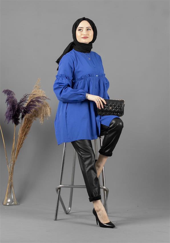 Frill Detailed Tunic-Blue