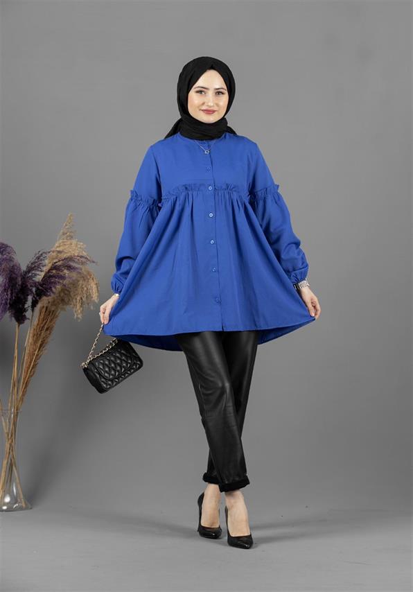 Frill Detailed Tunic-Blue