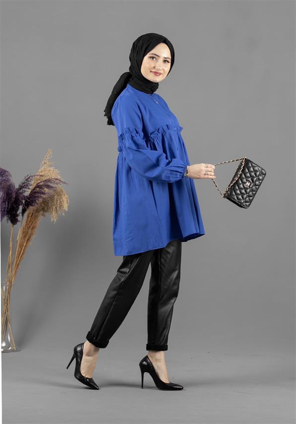 Frill Detailed Tunic-Blue