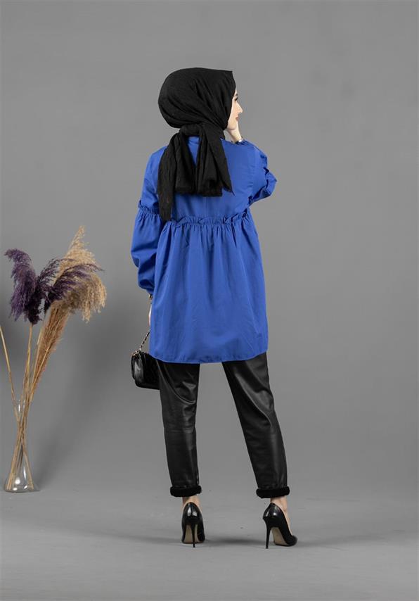 Frill Detailed Tunic-Blue