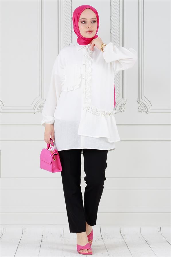 تونيك الأميرة بتصميم انيق - أبيض 	