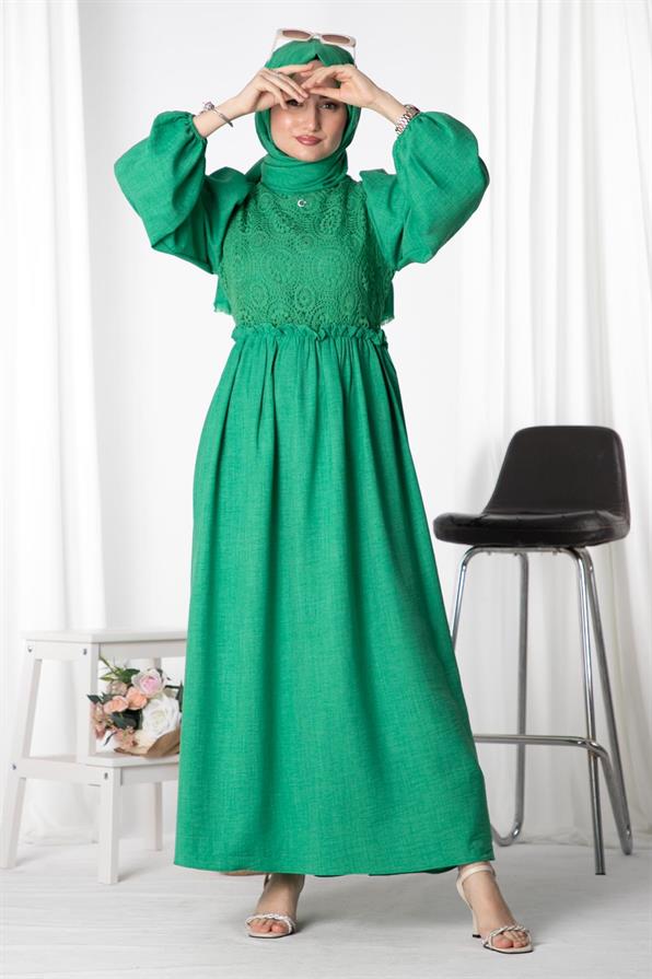 Firuze Elbise-Benetton Yeşili